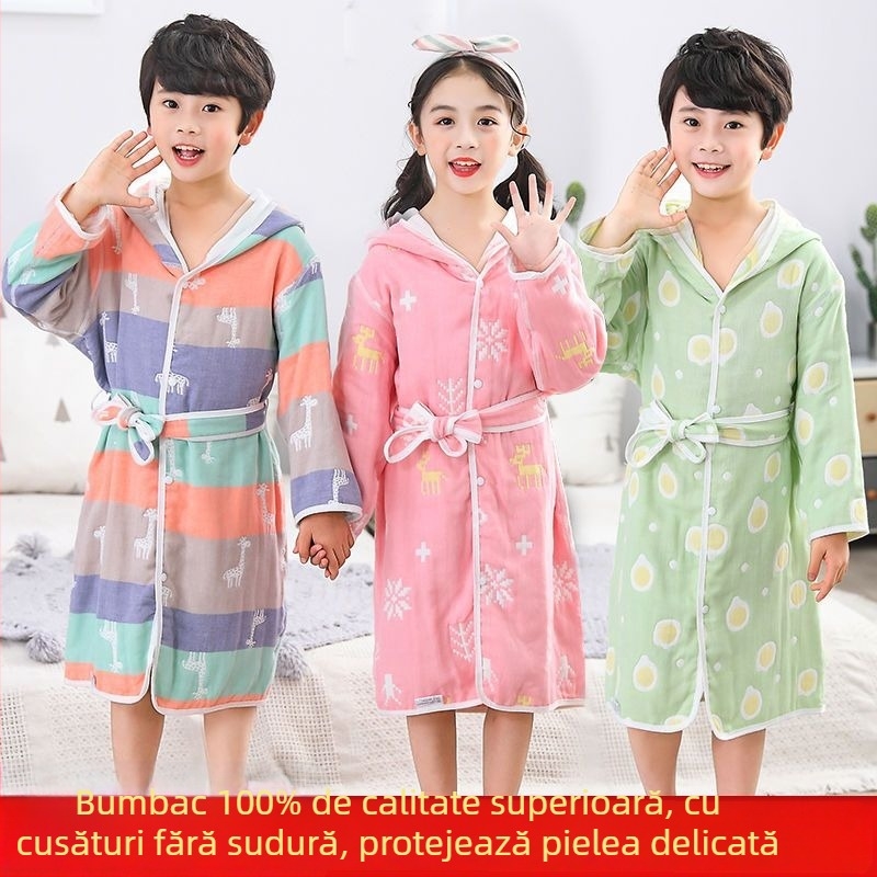 Unique halat de baie pentru copii din bumbac și pelerină de prosop