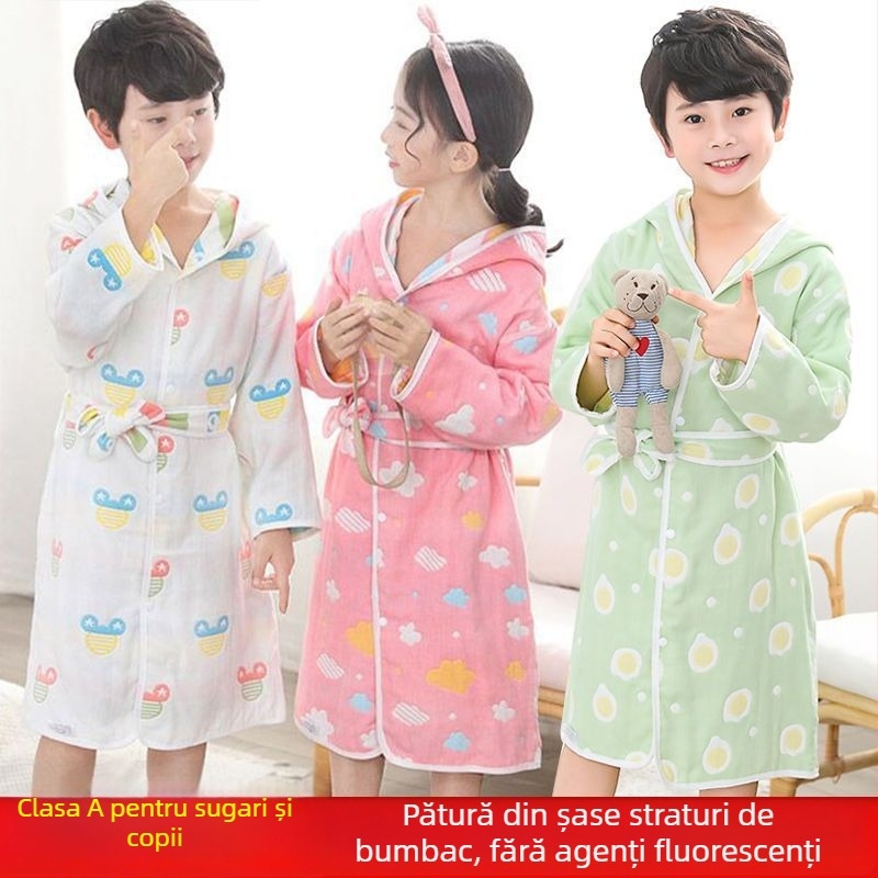 Unique halat de baie pentru copii din bumbac și pelerină de prosop