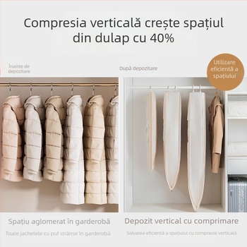 Sac de depozitare pentru geci cu agățare — satin, protecție împotriva prafului și umezelii, compresie fără aer pentru garderobă acasă