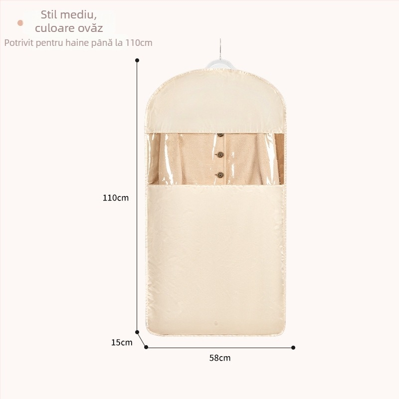 Sac de depozitare pentru geci cu agățare — satin, protecție împotriva prafului și umezelii, compresie fără aer pentru garderobă acasă