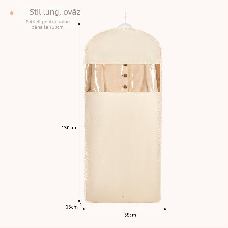 Sac de depozitare pentru geci cu agățare — satin, protecție împotriva prafului și umezelii, compresie fără aer pentru garderobă acasă