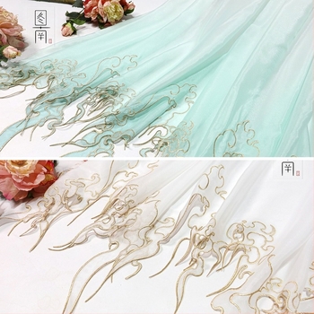 Țesătură brodată pentru Hanfu cu broderie gradientă intensă; Material: fibră chimică; Utilizare: pantofi și pălării; Brand: Altul