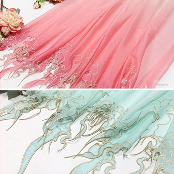 Țesătură brodată pentru Hanfu cu broderie gradientă intensă; Material: fibră chimică; Utilizare: pantofi și pălării; Brand: Altul