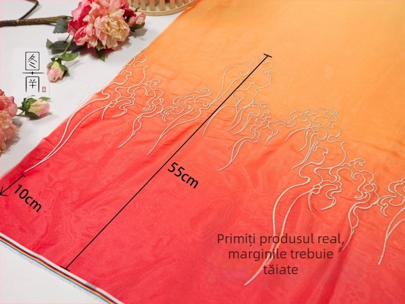 Țesătură brodată pentru Hanfu cu broderie gradientă intensă; Material: fibră chimică; Utilizare: pantofi și pălării; Brand: Altul