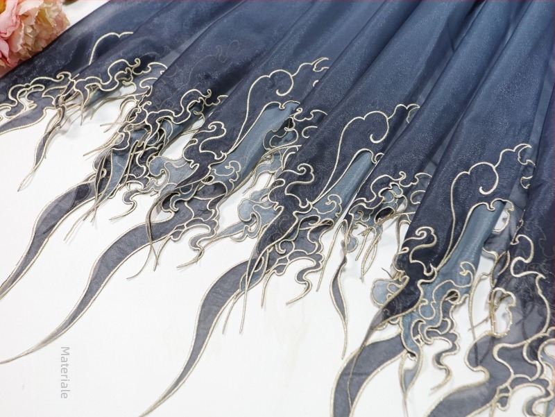 Țesătură brodată pentru Hanfu cu broderie gradientă intensă; Material: fibră chimică; Utilizare: pantofi și pălării; Brand: Altul