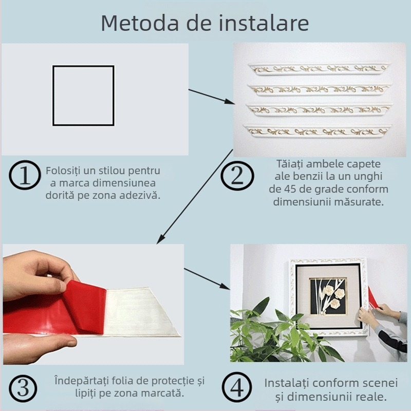 Bandă decorativă PVC autoadezivă pentru margine, pentru fundal TV pe perete — stil modern minimalist, ignifugă, rezistentă la apă, umezeală și coroziune, durabilă