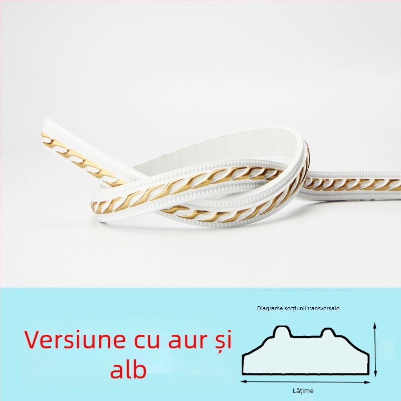 Bandă decorativă PVC autoadezivă pentru margine, pentru fundal TV pe perete — stil modern minimalist, ignifugă, rezistentă la apă, umezeală și coroziune, durabilă