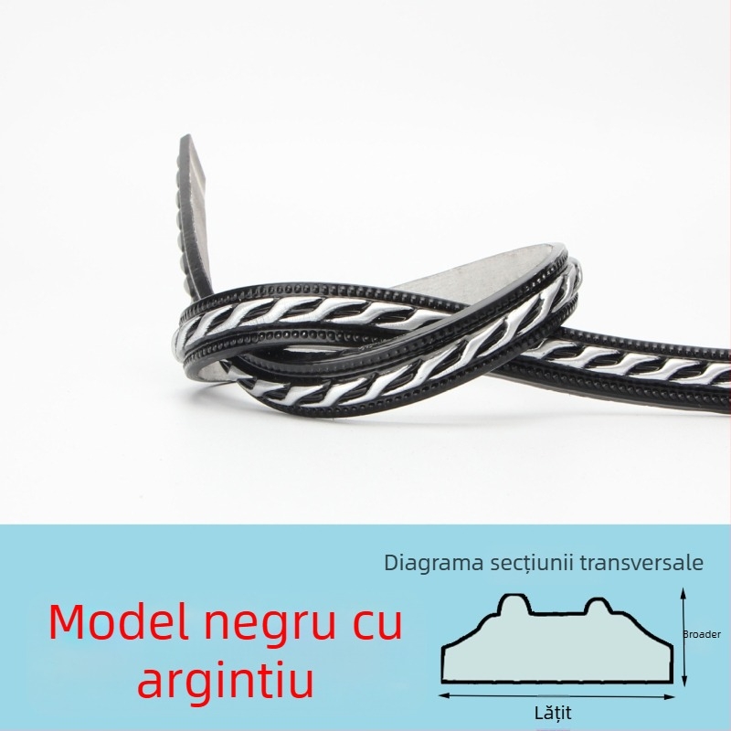 Bandă decorativă PVC autoadezivă pentru margine, pentru fundal TV pe perete — stil modern minimalist, ignifugă, rezistentă la apă, umezeală și coroziune, durabilă