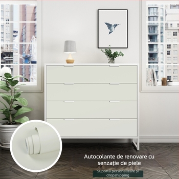 Film PVC autocolant gros pentru pereți, culoare solidă, impermeabil, textură piele, pentru sufragerie, dormitor, dulapuri și mobilier