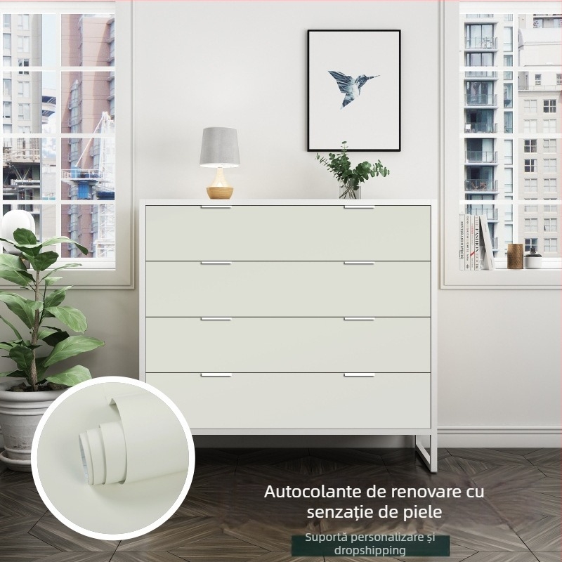 Film PVC autocolant gros pentru pereți, culoare solidă, impermeabil, textură piele, pentru sufragerie, dormitor, dulapuri și mobilier
