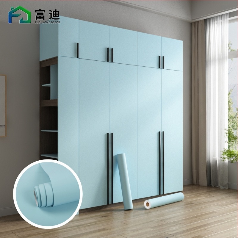 Film PVC autocolant gros pentru pereți, culoare solidă, impermeabil, textură piele, pentru sufragerie, dormitor, dulapuri și mobilier