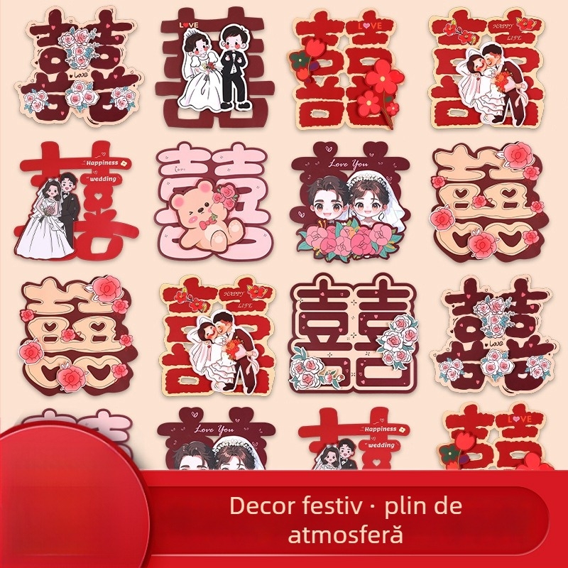 Autocolant 3D cu cuvânt fericit, în stil desen animat, pentru uși și camere — Material: Hârtie; Import: Nu; Brand: Altele; Categoria: Cuvânt Fericit