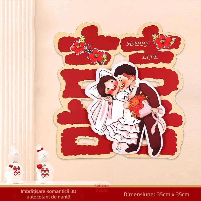 Autocolant 3D cu cuvânt fericit, în stil desen animat, pentru uși și camere — Material: Hârtie; Import: Nu; Brand: Altele; Categoria: Cuvânt Fericit