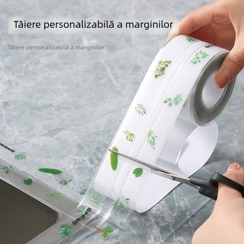 Bandă autoadezivă din PVC pentru sigilarea marginilor la chiuvetă și toaletă, rezistentă la apă și mucegai, potrivită pentru bucătărie și baie
