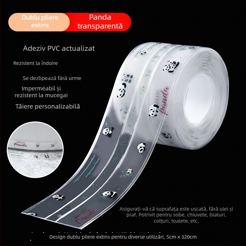 Bandă autoadezivă din PVC pentru sigilarea marginilor la chiuvetă și toaletă, rezistentă la apă și mucegai, potrivită pentru bucătărie și baie