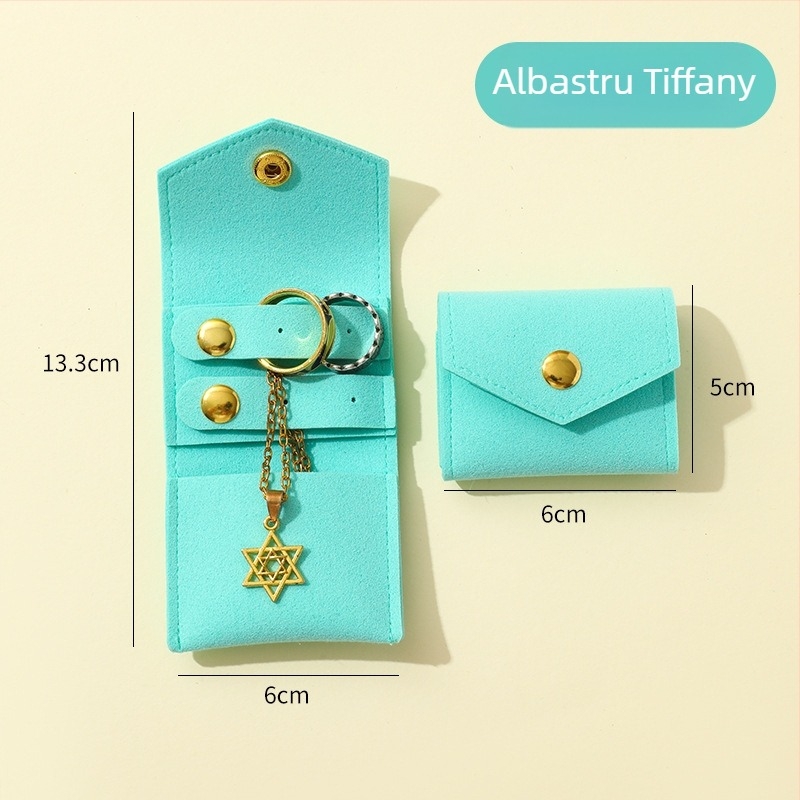 Geantă mini pentru depozitare bijuterii din piele, design rulă — husă de protecție pentru călătorii, pentru cercei și inele