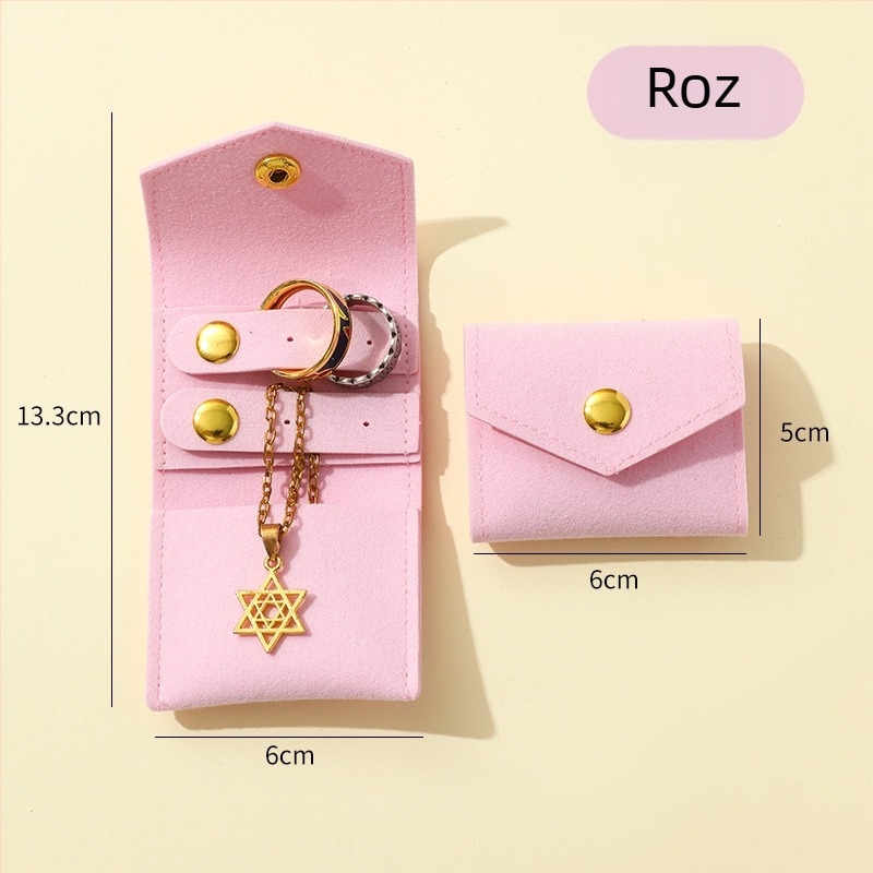 Geantă mini pentru depozitare bijuterii din piele, design rulă — husă de protecție pentru călătorii, pentru cercei și inele