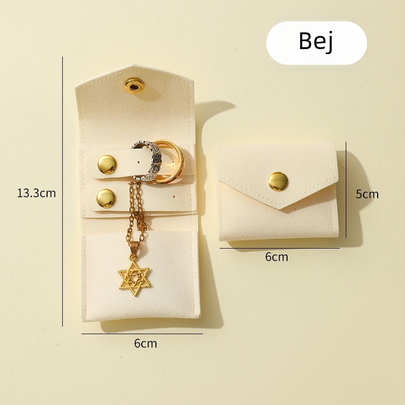 Geantă mini pentru depozitare bijuterii din piele, design rulă — husă de protecție pentru călătorii, pentru cercei și inele