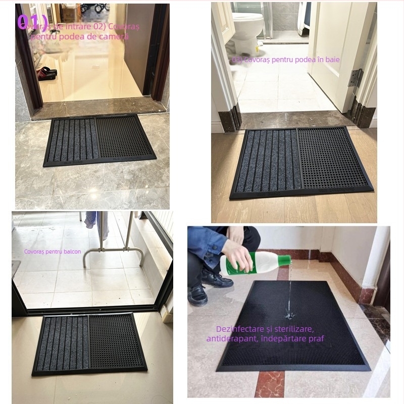 Covoraș de intrare din cauciuc, antiderapant, dezinfectare, lavabil, stil modern minimalist, brand YMO