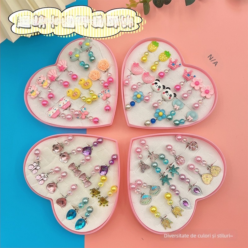 Clipsuri clip-on pentru copii, model floral, din plastic/resină, Seria Prințesa, pentru copii peste 10 ani, personalizare disponibilă.