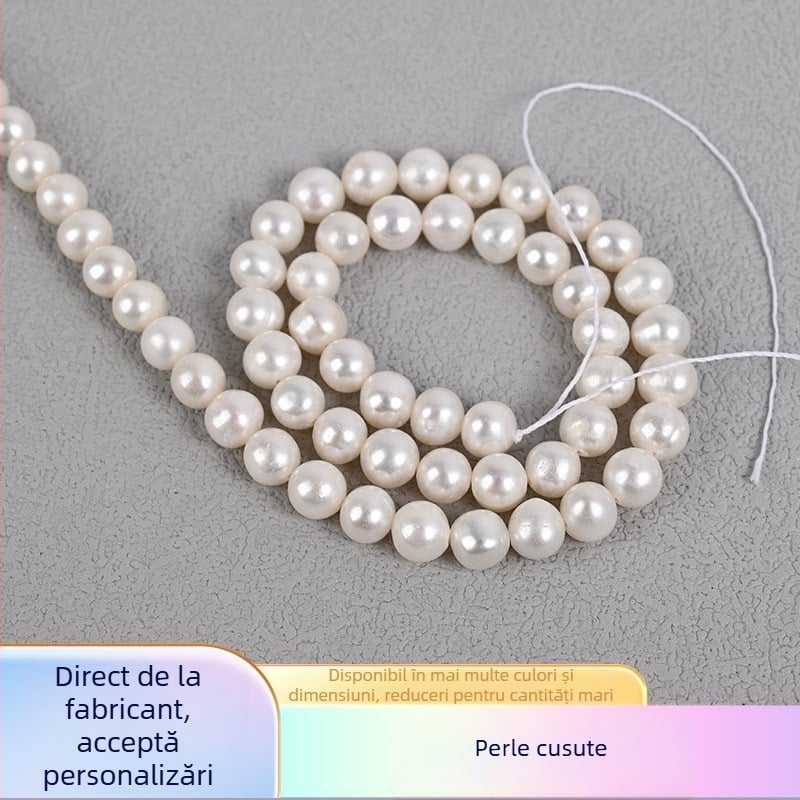 Perle naturale de apă dulce aproape rotunde – mărgele semi-finite – perle libere, lucrate manual