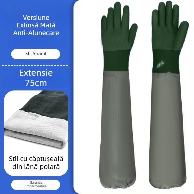 Mănuși de apicultură cu mâneci lungi, protecție extinsă și îngroșată împotriva înțepăturilor, rezistente la perforare și uzură, impermeabile