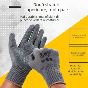 Mănuși de lucru cu acoperire din latex, rezistente la uzură și antiderapante, pentru șantiere
