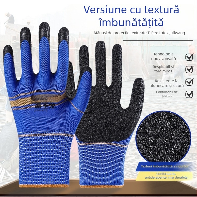 Mănuși de lucru cu acoperire din latex, rezistente la uzură și antiderapante, pentru șantiere