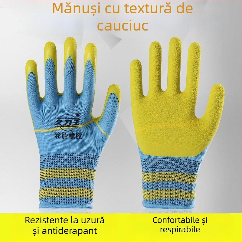 Mănuși de lucru cu acoperire din latex, rezistente la uzură și antiderapante, pentru șantiere