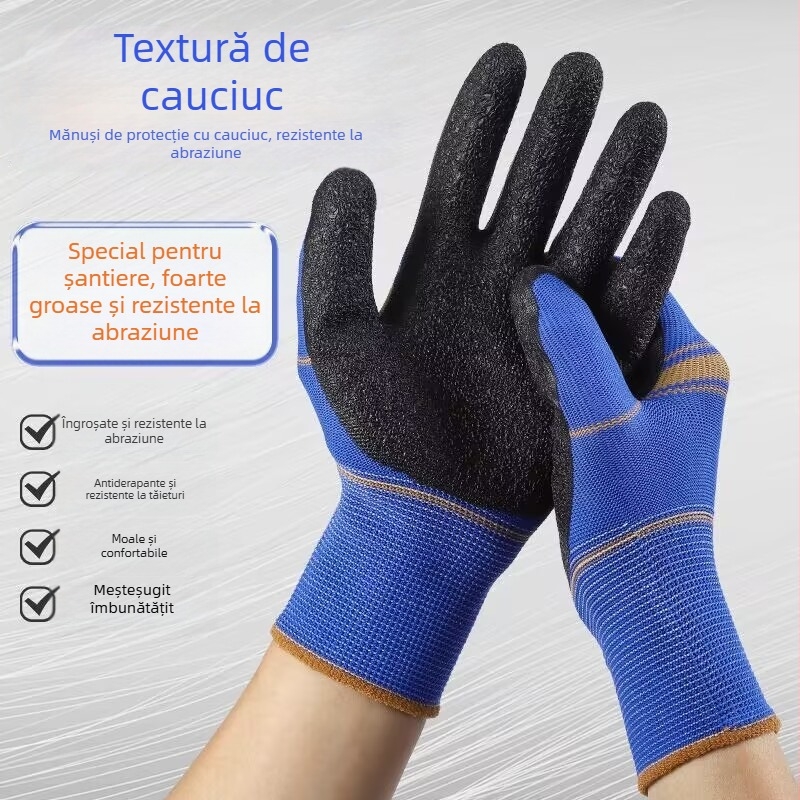 Mănuși de lucru cu acoperire din latex, rezistente la uzură și antiderapante, pentru șantiere