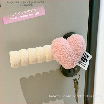 Manșon protector pentru mânerul ușii cu design inimă anti-static, stil cu degete parțial acoperite, material Lycra cotton, pentru dormitor și camera copiilor