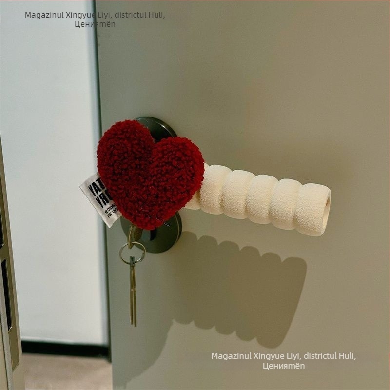 Manșon protector pentru mânerul ușii cu design inimă anti-static, stil cu degete parțial acoperite, material Lycra cotton, pentru dormitor și camera copiilor