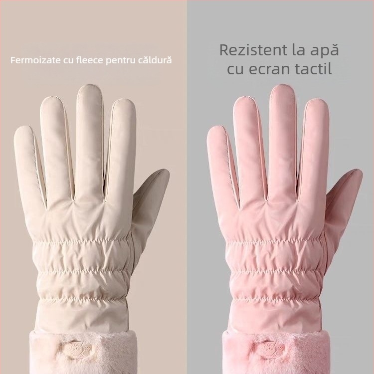 Mănuși de iarnă pentru femei pentru ciclism cu bicicletă electrică – impermeabile, țesătură Ice Silk și bumbac, stil Flip-Cover, lansare 2025