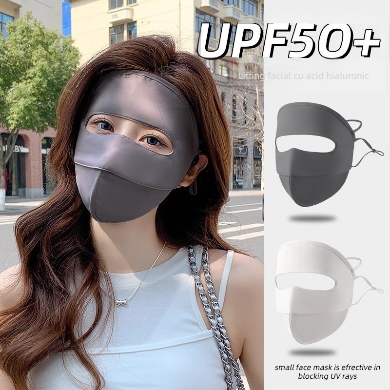 Mască facială de protecție solară cu acoperire totală UPF50+, din nylon ice-silk, respirabilă