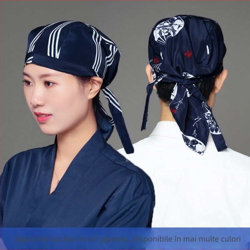 Șapcă de bucătar din bumbac, cu vârf sferic și margine, pentru restaurant sushi, cu logo imprimat, personalizabil