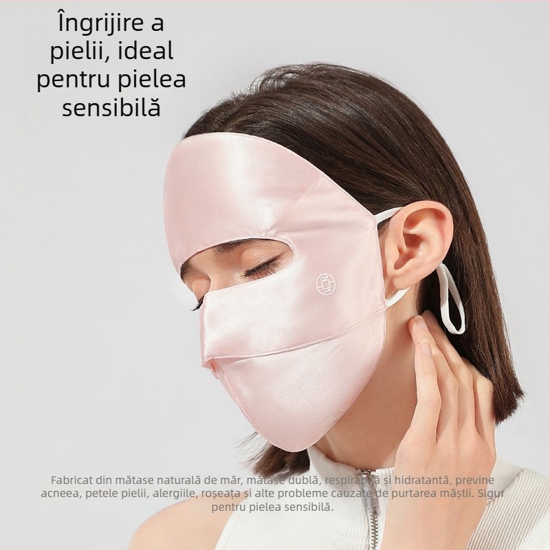 Mască facială din mătase Mulberry pentru adulți, protecție UV, respirabilă, acoperire completă a feței, primăvara 2025