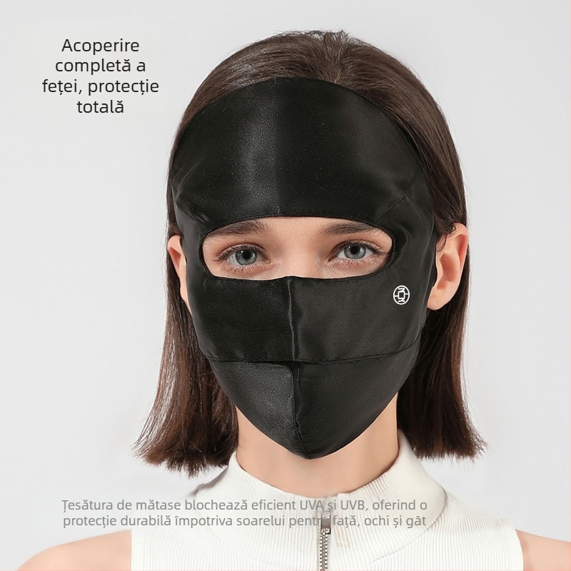 Mască facială din mătase Mulberry pentru adulți, protecție UV, respirabilă, acoperire completă a feței, primăvara 2025