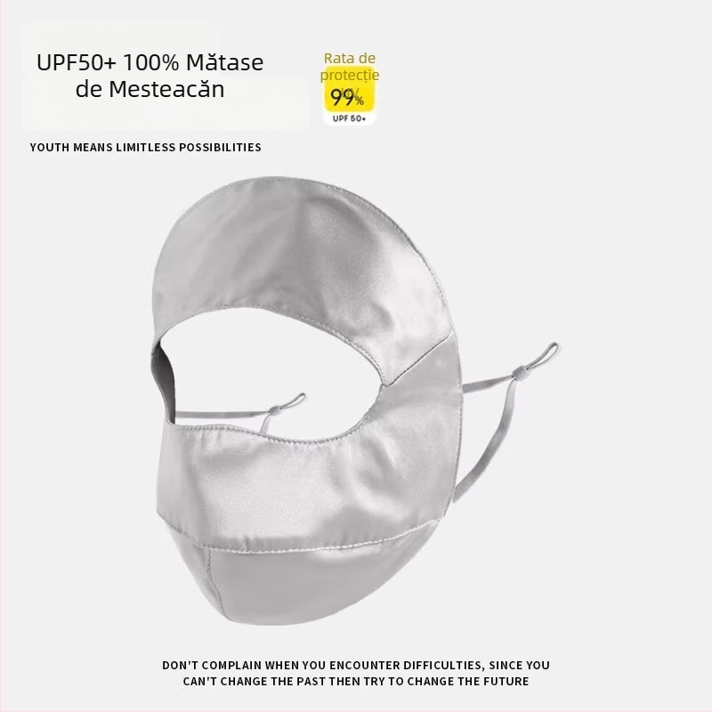 Mască facială din mătase Mulberry pentru adulți, protecție UV, respirabilă, acoperire completă a feței, primăvara 2025