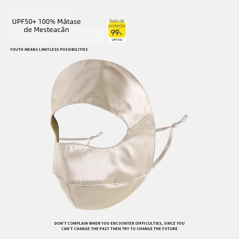 Mască facială din mătase Mulberry pentru adulți, protecție UV, respirabilă, acoperire completă a feței, primăvara 2025