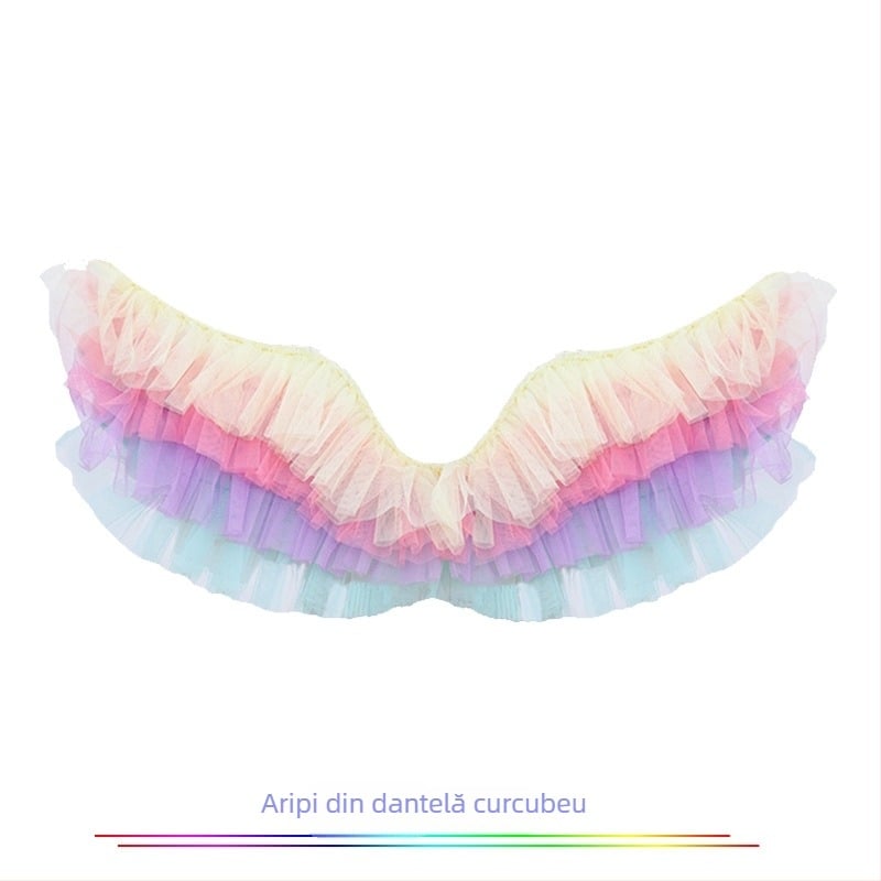 Aripioare de înger pentru copii – din țesătură, construcție semi-artizanală/semi-mecanică, recuzită pentru machiaj și costum