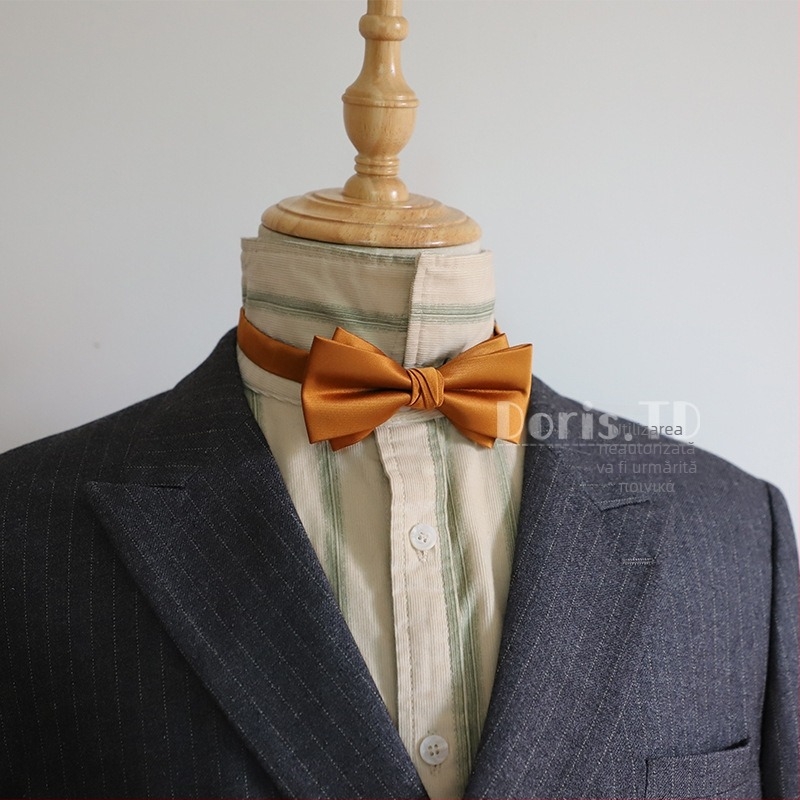 Papion cu floare pentru guler, stil coreean, pentru bărbați, papion plat, lățime ultra-îngustă, material poliester amestec, model monocrom, ambalaj independent