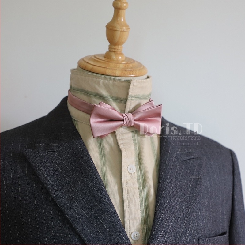 Papion cu floare pentru guler, stil coreean, pentru bărbați, papion plat, lățime ultra-îngustă, material poliester amestec, model monocrom, ambalaj independent