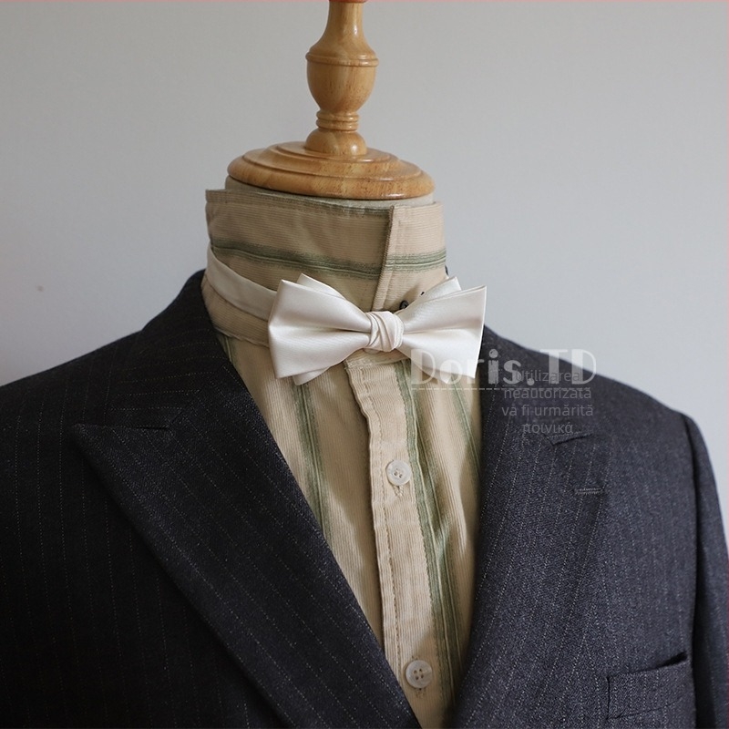 Papion cu floare pentru guler, stil coreean, pentru bărbați, papion plat, lățime ultra-îngustă, material poliester amestec, model monocrom, ambalaj independent
