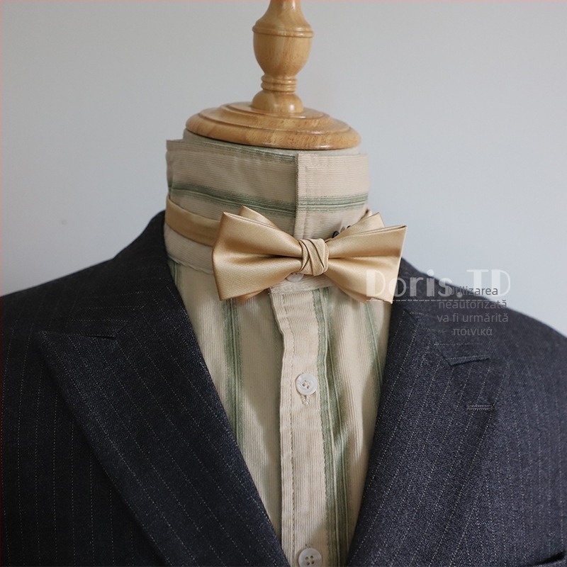 Papion cu floare pentru guler, stil coreean, pentru bărbați, papion plat, lățime ultra-îngustă, material poliester amestec, model monocrom, ambalaj independent