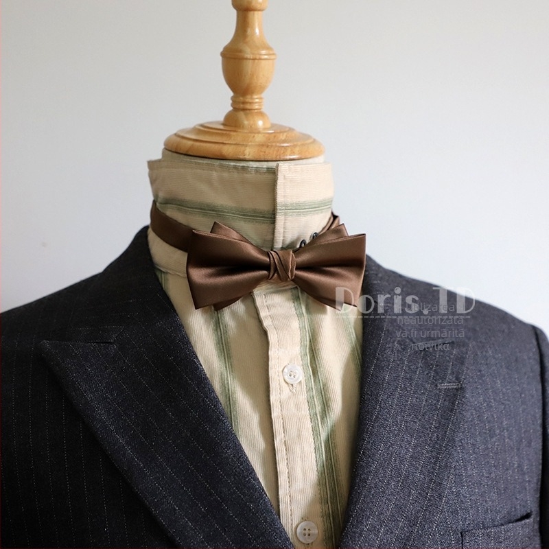 Papion cu floare pentru guler, stil coreean, pentru bărbați, papion plat, lățime ultra-îngustă, material poliester amestec, model monocrom, ambalaj independent