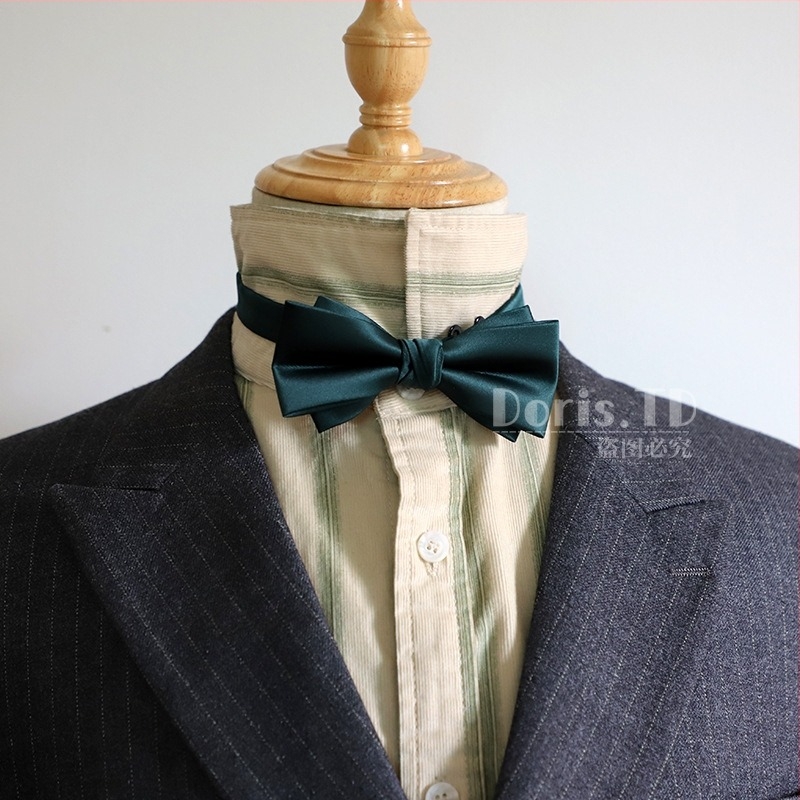 Papion cu floare pentru guler, stil coreean, pentru bărbați, papion plat, lățime ultra-îngustă, material poliester amestec, model monocrom, ambalaj independent