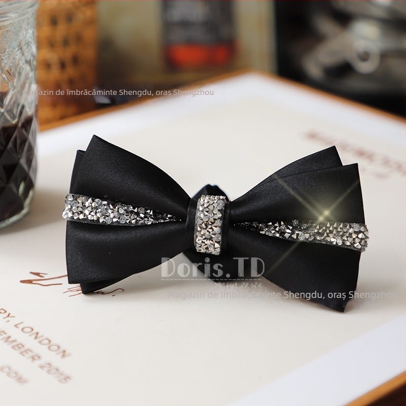 Papion cu design diamant, poliester, cap plat, accesoriu pentru bărbați