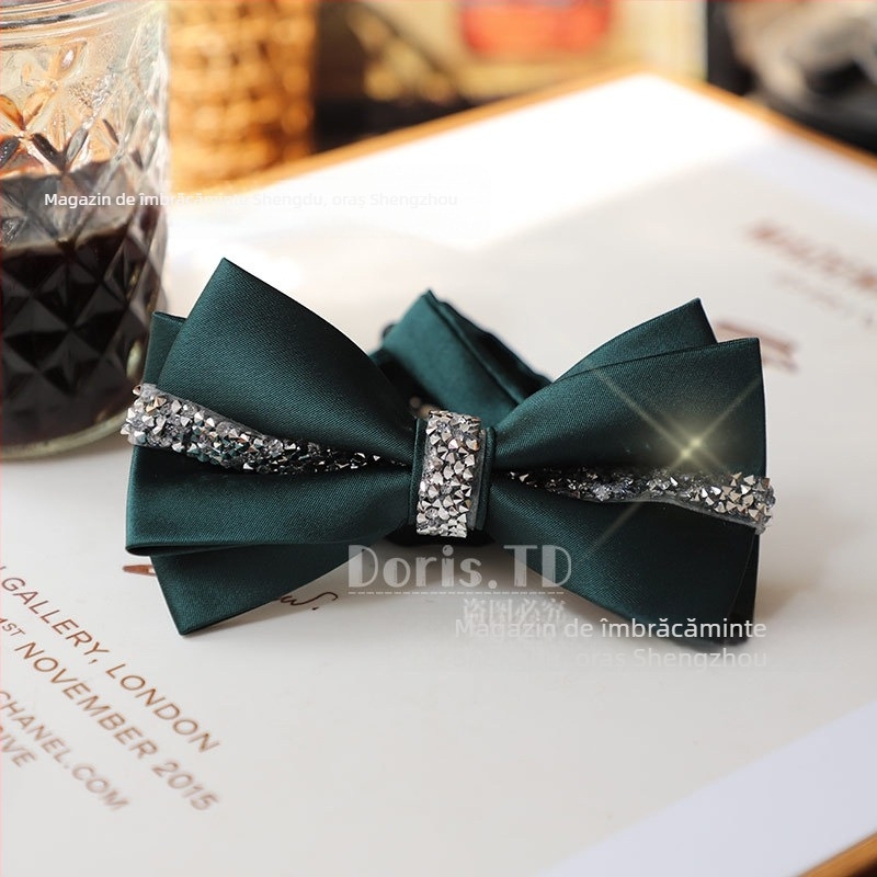 Papion cu design diamant, poliester, cap plat, accesoriu pentru bărbați