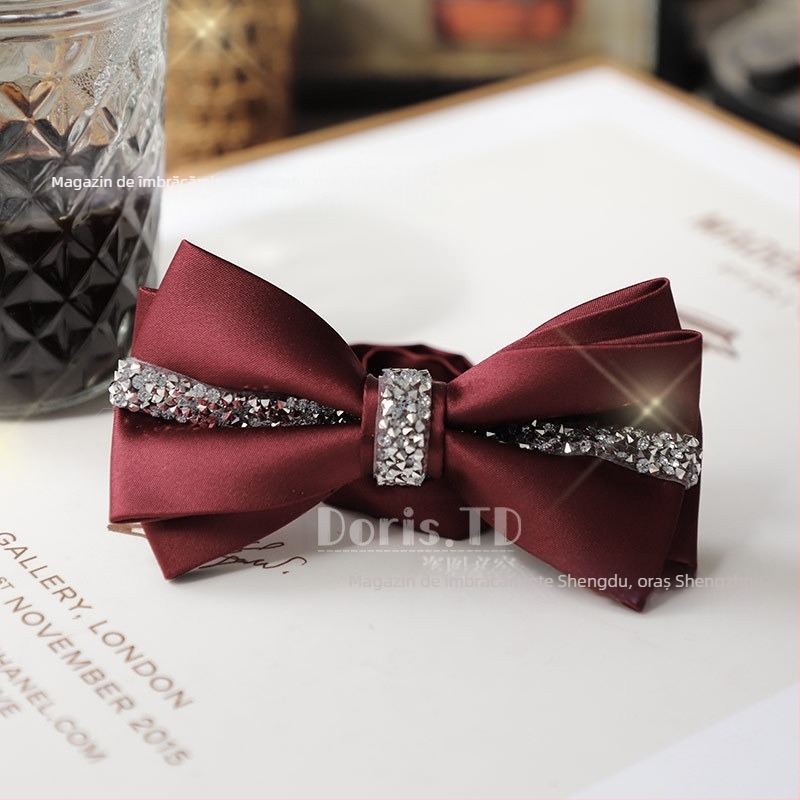 Papion cu design diamant, poliester, cap plat, accesoriu pentru bărbați