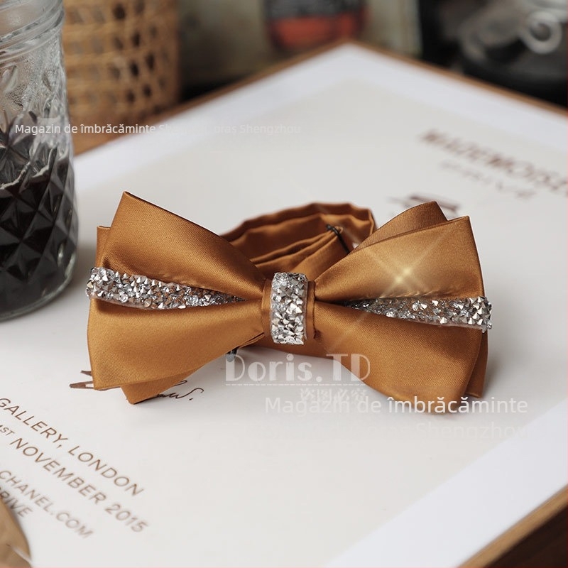 Papion cu design diamant, poliester, cap plat, accesoriu pentru bărbați